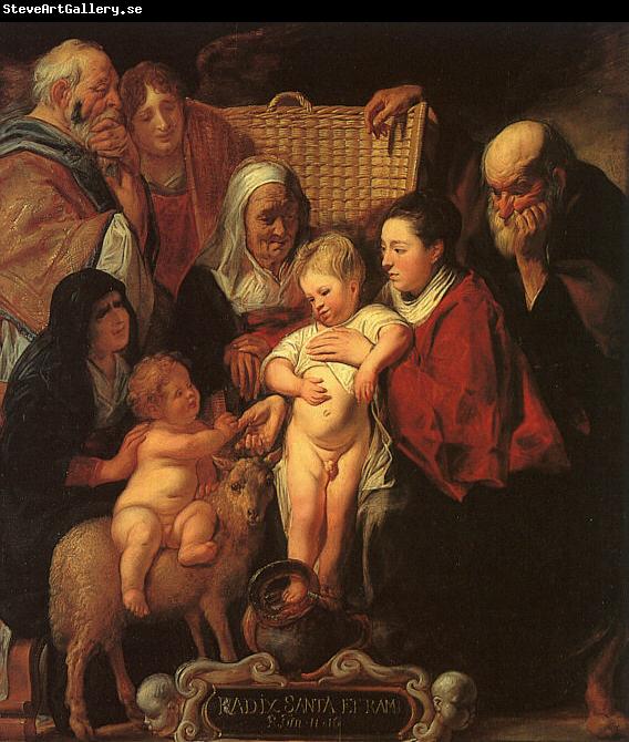 Jacob Jordaens The Holy Family with St.Anne, the Young Baptist and his Parents